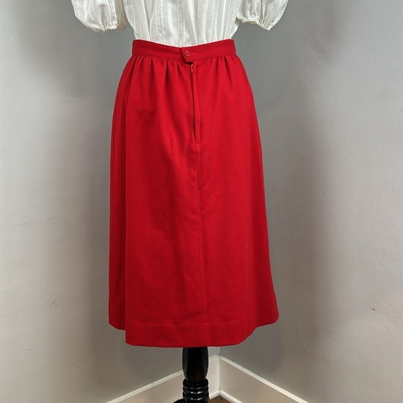 Vintage Lanz Originals Made in USA Red Wool Midi Skirt - Picture 5 of 6